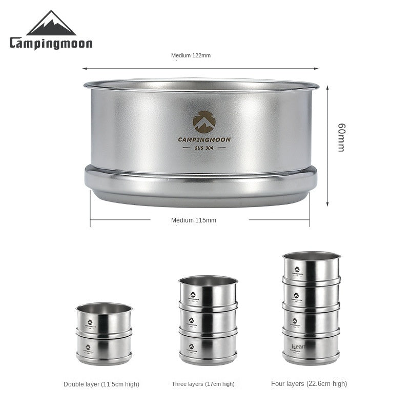 S362 picnic portable snow pull bowl steamer lattice steam drawer outdoor camping picnic stainless steel small dumpling steamer