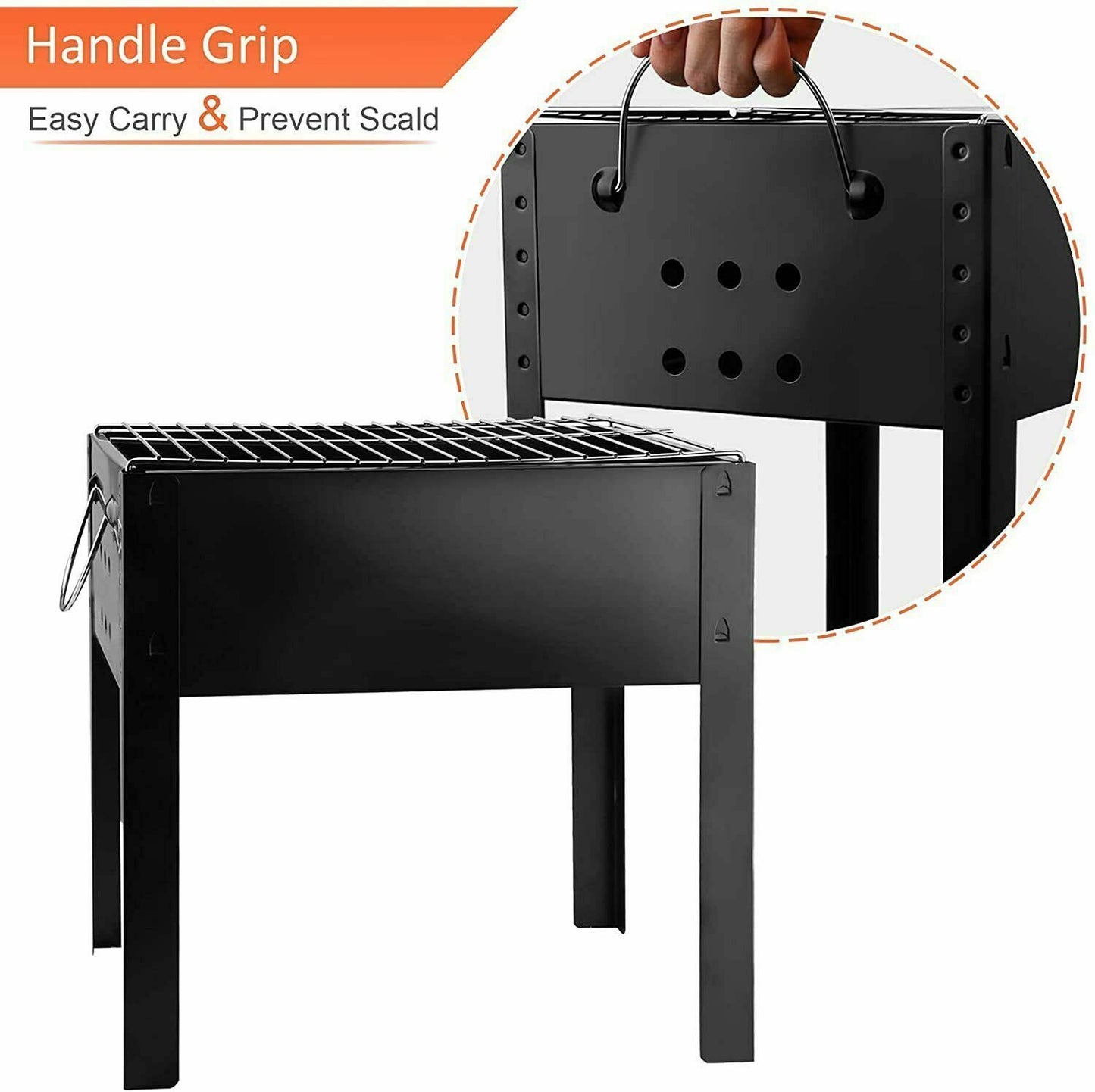 YSSOA 20'' Portable Foldable Outdoor Charcoal Barbecue Grill, Detachable Collapsible Tabletop BBQ Smoker Grill Tool for Cooking, Camping, Traveling, Hiking, Picnics, Beach, Backyard Party, Black
