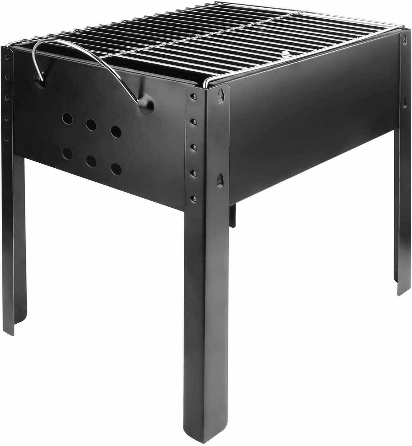 YSSOA 20'' Portable Foldable Outdoor Charcoal Barbecue Grill, Detachable Collapsible Tabletop BBQ Smoker Grill Tool for Cooking, Camping, Traveling, Hiking, Picnics, Beach, Backyard Party, Black