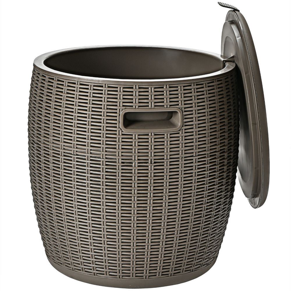 Rattan Cool Bar 4-in-1 Cocktail Table Side Table for Outdoor Patio