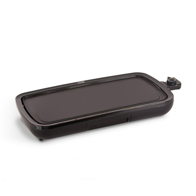 Everyday Nonstick Electric Griddle for Pancakes Burgers, Quesadillas, Eggs & Other on the Go Breakfast, Lunch & Snacks with Drip Tray + Included Recipe Book, 20in, 1500-Watt - Black