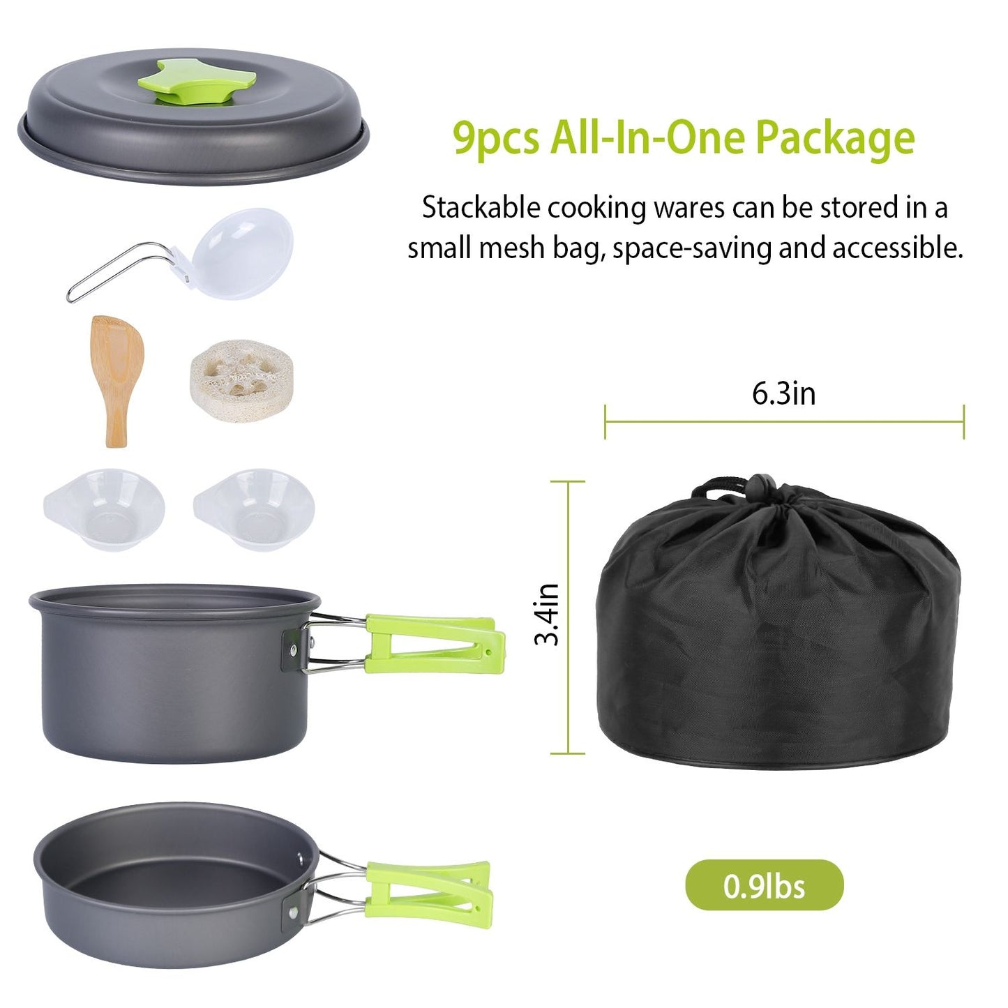9Pcs Camping Cooking Ware Set Camping Stove Cookware Kit