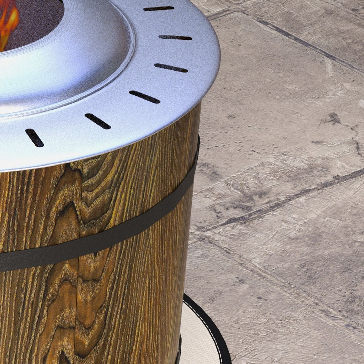 Outsunny Smokeless Fire Pit with Fireproof Mat, 20" Barrel Style Portable Wood Burning Firepit, Magnesium Oxide Low Smoke Camping Bonfire Stove for Backyard, Patio, Picnic, Brown