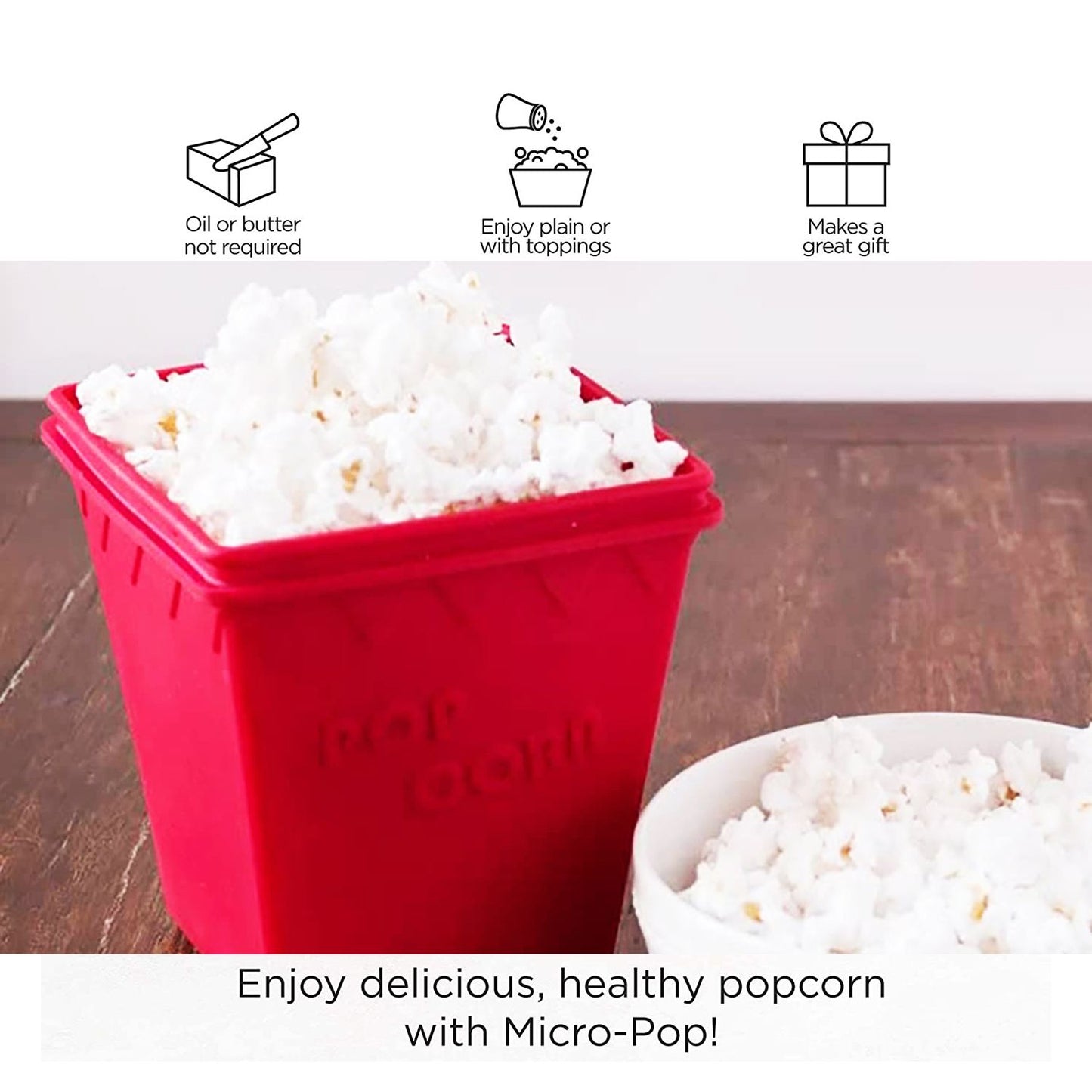 5 Core Silicone Popcorn Maker Bowl • Microwave BPA Free and Dishwasher Safe Hot Air Kernel Popper - POP BWL R