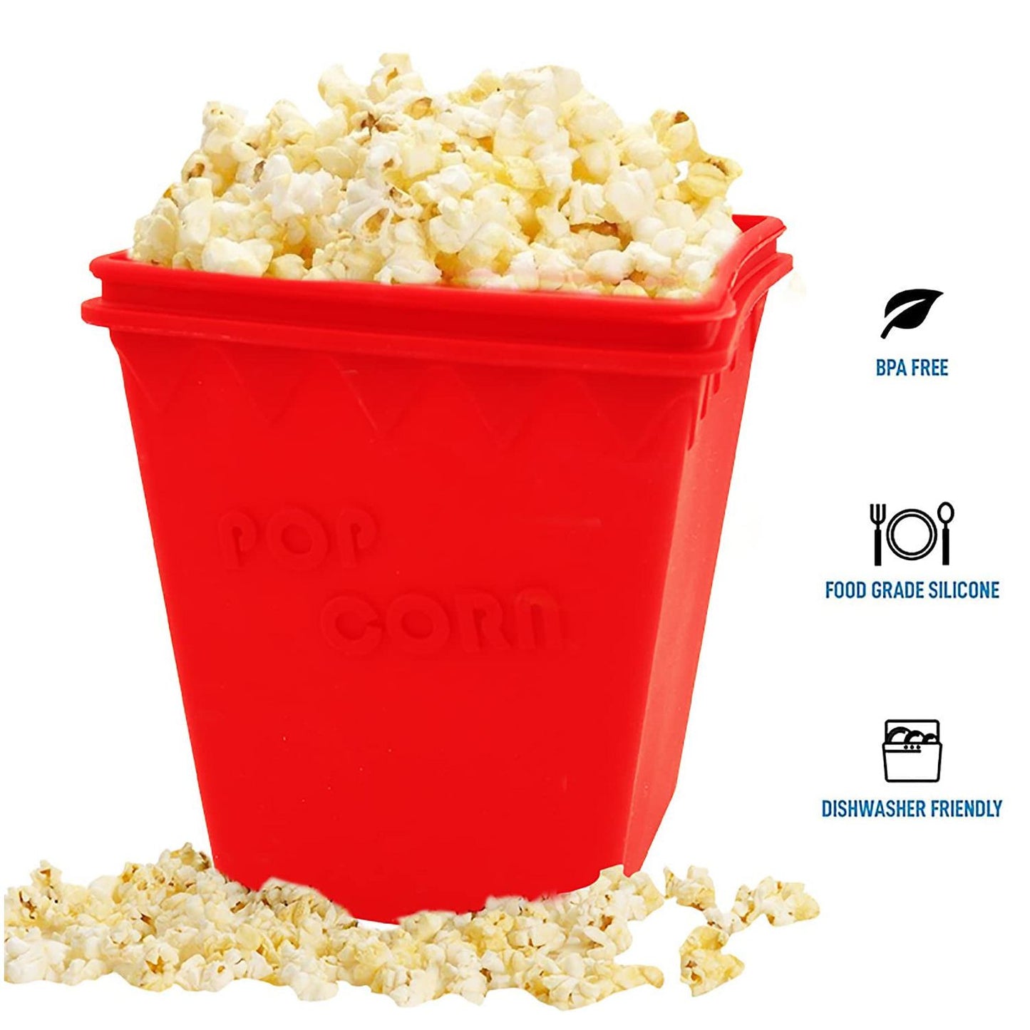 5 Core Silicone Popcorn Maker Bowl • Microwave BPA Free and Dishwasher Safe Hot Air Kernel Popper - POP BWL R